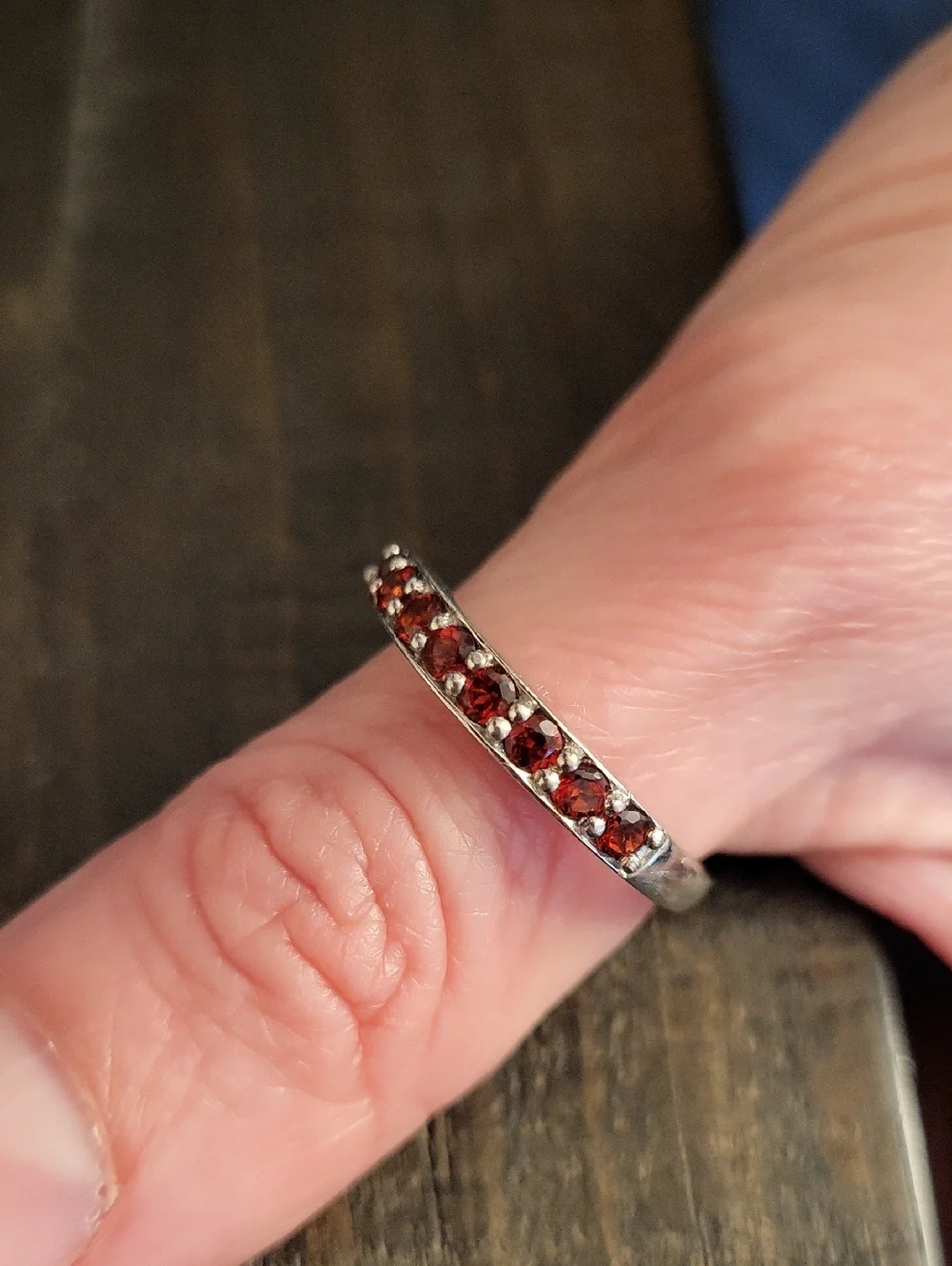 Sterling Silver Garnet Band Ring - Red Gemstone Stackable